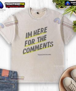 Top Paper Plane 'Im Here for the Comments' washed t-shirt design, featuring a playful graphic and casual style.