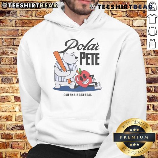 Alt Text: Top Polar Pete Alonso Queen baseball hoodie featuring vibrant colors and stylish design for fans.