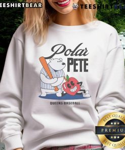 Alt Text: Stylish Top Polar Pete Alonso Queen Baseball Sweatshirt featuring vibrant graphics and a cozy fit for fans.