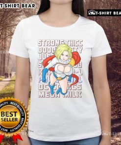 Top Power Girl Strong Thicc Ladies Tee featuring a bold design celebrating body positivity and strength.