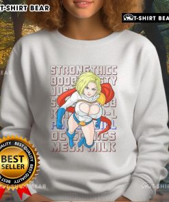 Alt Text: Top Power Girl Strong Thicc Sweatshirt featuring a bold graphic design, perfect for stylish and confident outfits.