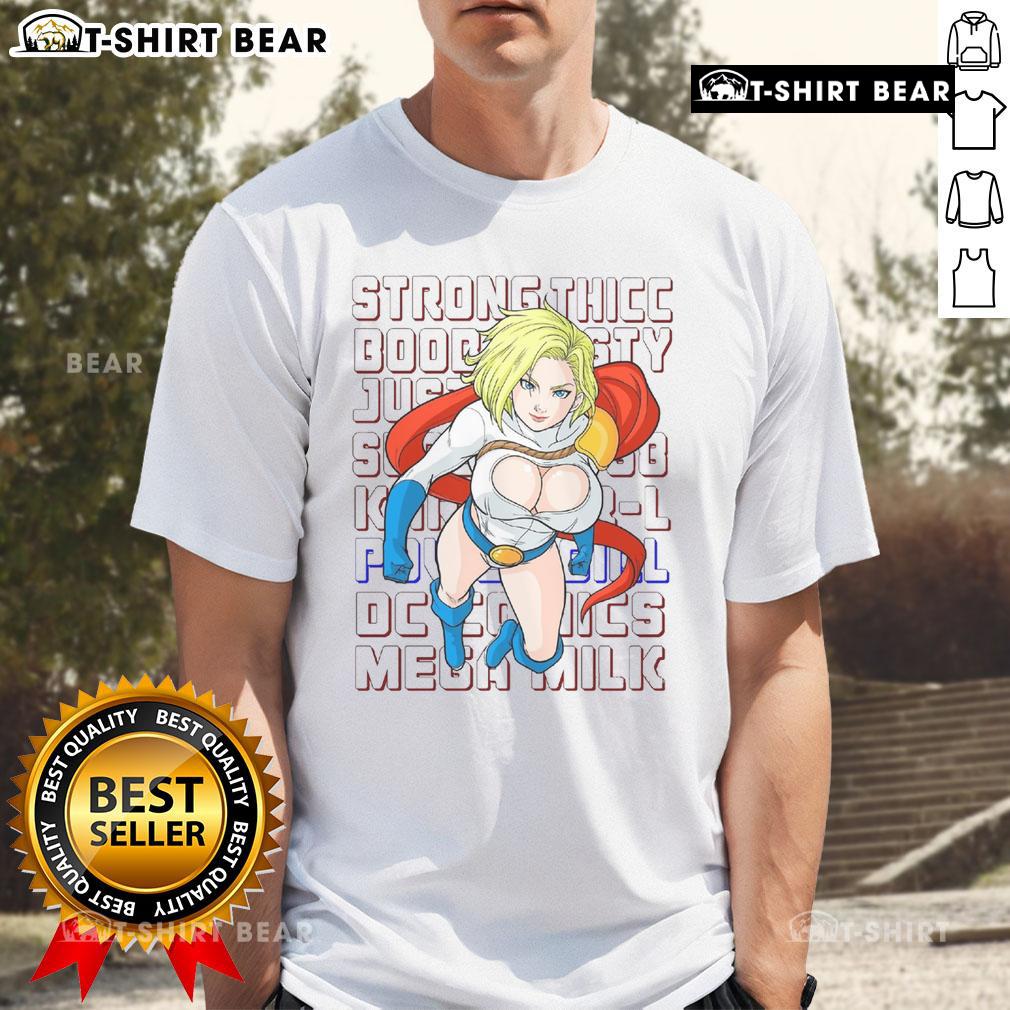 Top Power Girl Strong Thicc T Shirt Top Power Girl Strong Thicc T-Shirt featuring a bold graphic design, perfect for fans of superhero apparel and strong women.