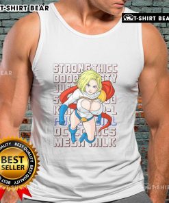 Strong and stylish woman wearing a Top Power Girl Strong Thicc Tank Top, showcasing her fitness and confidence.