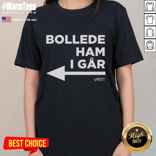 Alt Text: Top Princess Isabella wearing Bollede Ham I Gar ladies tee, showcasing a stylish design perfect for casual wear.