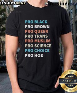Top Pro Black Pro Brown Pro Queer T-Shirt showcasing vibrant colors and inclusive design for LGBTQ+ pride and activism.