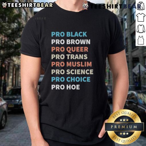 Top Pro Black Pro Brown Pro Queer T-Shirt showcasing vibrant colors and inclusive design for LGBTQ+ pride and activism.