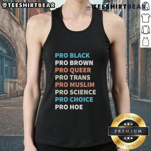 Top Pro Black Pro Brown Pro Queer Tank Top displayed on a mannequin, showcasing vibrant colors and inclusive design.