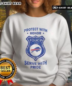Top Protect With Honor Serve With Pride Buffalo Bills sweatshirt in blue, showcasing team spirit and style.