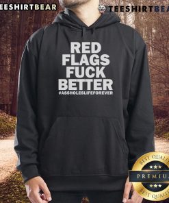 Top Red Flags hoodie featuring bold text design, perfect for expressing humor about life's challenges and relationships.
