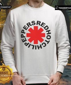 Alt Text: Stylish Top Red Hot Chilli Peppers sweatshirt featuring vibrant band logo design on soft fabric.