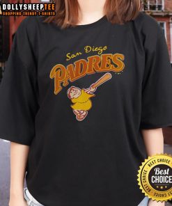 Top San Diego Padres mascot graphic on a stylish ladies tee for 2025, perfect for fans and casual wear.
