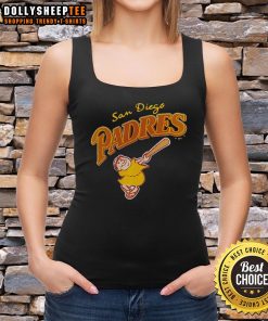 2025 Top San Diego Padres mascot tank top featuring vibrant colors and iconic team logo for fans.