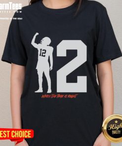 Alt Text: Top Shedeur Sanders 'When The Time Is Right' ladies tee featuring vibrant design and stylish fit for women.