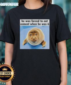 Silly seal graphic tee featuring a humorous design about a seal forced to eat cement at age 6, perfect for animal lovers.