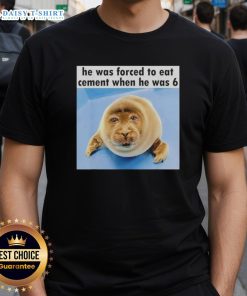 Top Silly Seal T-Shirt featuring a playful seal design, humorously referencing being forced to eat cement at age 6.