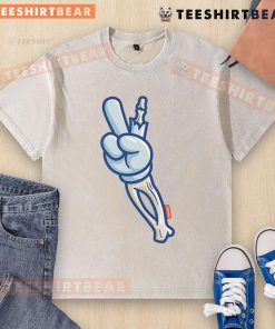 Top Skelly Victory Sign - Peaceful Skeleton Hippie design on a washed t-shirt, perfect for casual, bohemian style.
