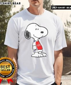 Top Snoopy Arsenal Premier League T-Shirt featuring vibrant graphics and comfy fit, perfect for fans and casual wear.