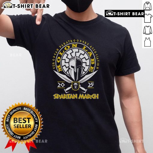 Top Spartan March European Paratroopers Association Molon Labe 2025 T-Shirt featuring bold graphics and military design elements.