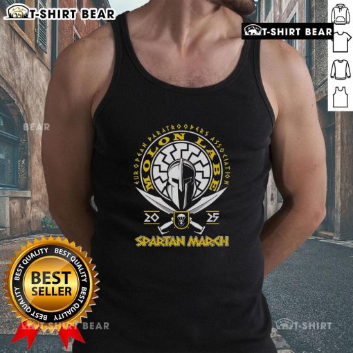 Top Spartan March European Paratroopers Association Molon Labe 2025 tank top featuring bold graphics and patriotic design.