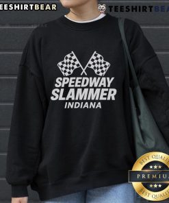 Top Speedway Slammer Indiana flag sweatshirt featuring vibrant colors and a comfortable fit, perfect for racing fans.