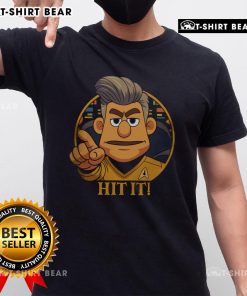 Top Star Trek Cartoon Captain Hit It! Sci-Fi Parody T-Shirt featuring a humorous design inspired by classic sci-fi themes.