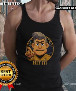 Captain Hit It from Star Trek cartoon wearing a sci-fi parody tank top, perfect for fans of humor and space adventures.