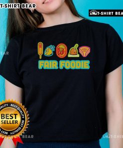 Stylish ladies' tee featuring 'Top State Fair of Texas Fair Foodie' design, perfect for fair enthusiasts and food lovers.
