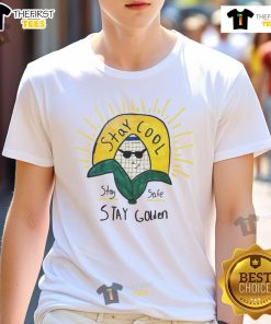 Top Stay Cool Stay Safe Stay Golden T-Shirt featuring a vibrant design and comfortable fit for summer fun.