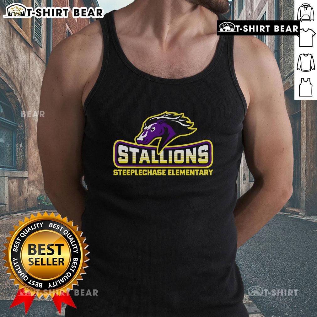 Top Steeplechase Elementary Stallions Small Tank Top Alt Text: Top Steeplechase Elementary Stallions small tank top featuring school colors and logo for students and fans.