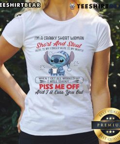 Alt Text: Top Stitch women's tee featuring 'Im a cranky short woman' design, perfect for casual style and humor.