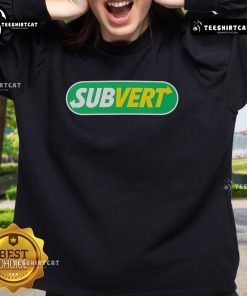 Cozy Top Subvert Subway Parody Logo Sweatshirt featuring a playful design, perfect for casual streetwear enthusiasts.