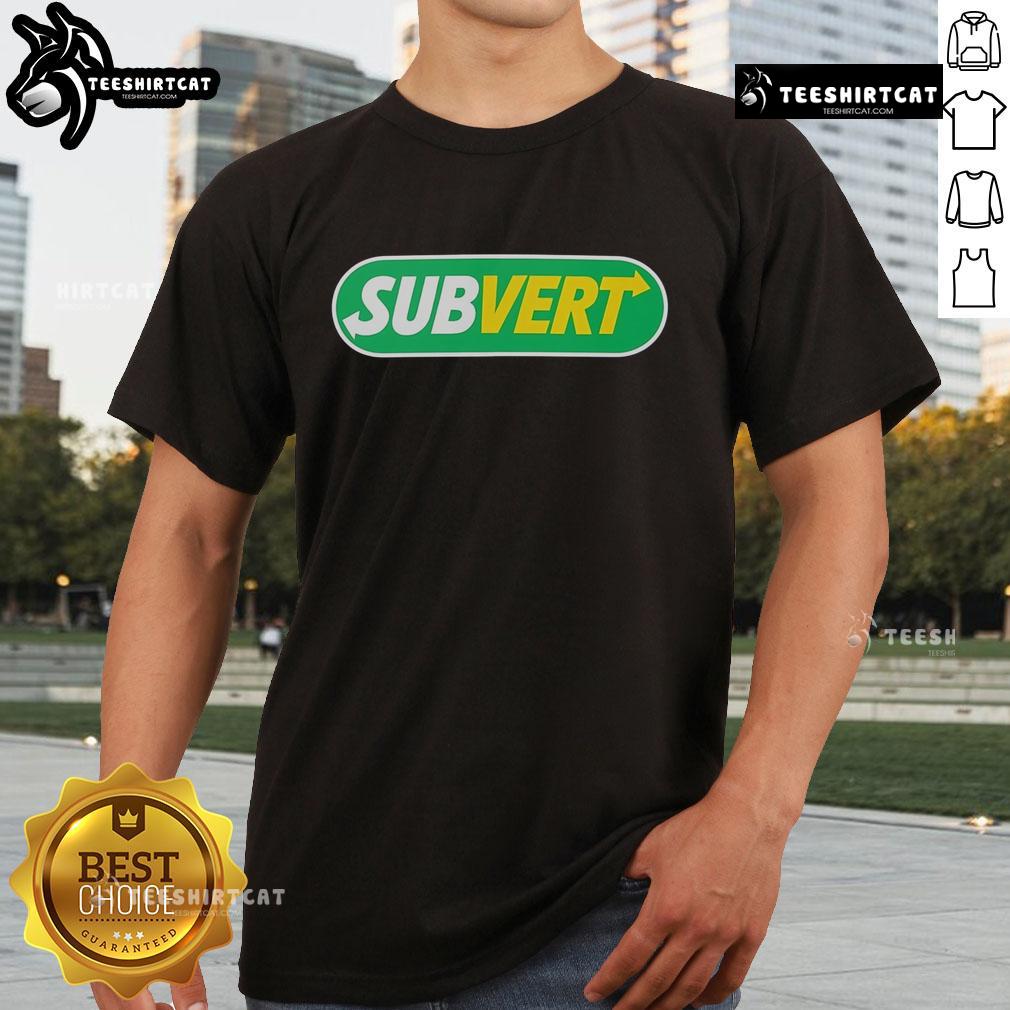 Top Subvert Subway Parody Logo T Shirt Top Subvert Subway Parody Logo T-Shirt featuring a creative twist on the classic subway logo design.