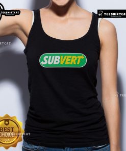 Top Subvert Subway Parody Logo Tank Top featuring a creative graphic design, perfect for casual style and humor lovers.