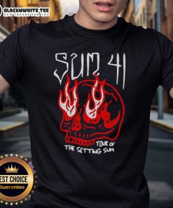 Sum 41 Tour Skull T-Shirt featuring bold graphics and vibrant colors, perfect for fans of the iconic rock band.