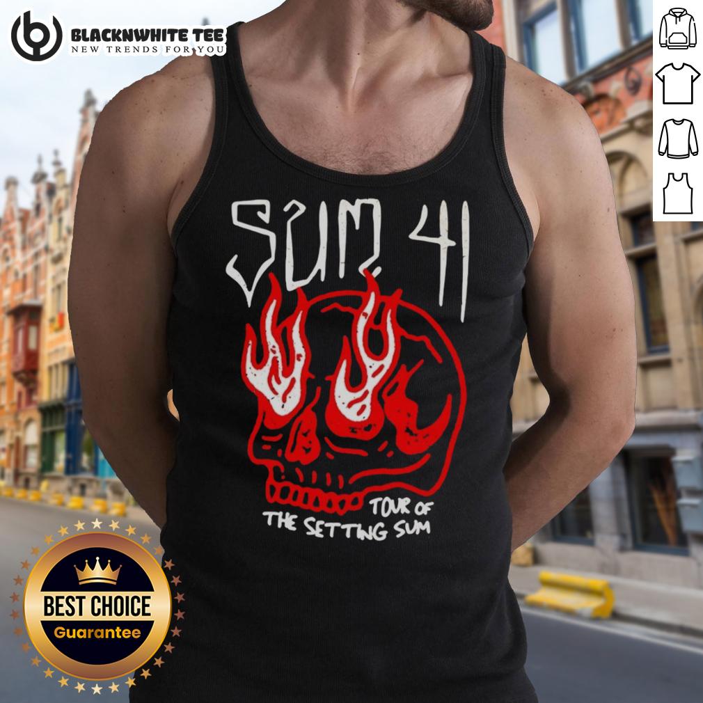 Top Sum 41 Tour Of The Setting Sum Skull Tank Top Top Sum 41 Tour tank top featuring a striking skull design, perfect for fans of Sum 41 and concert apparel.