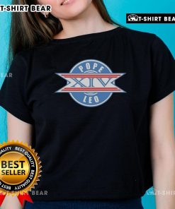 Top Super Bowl Pope XIV logo on a stylish ladies tee, perfect for game day fashion and fans.