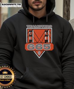 Top Teamsters Local 665 hoodie in black with bold logo, perfect for union supporters and casual wear.