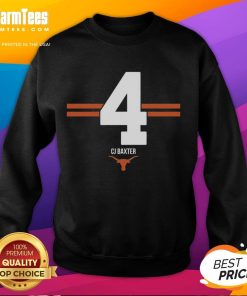 CJ Baxter 4 Stripe Sweatshirt featuring Texas Longhorns football logo, perfect for fans and game day wear.
