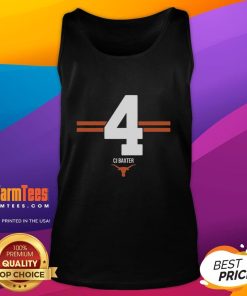 Top Texas Longhorns Football CJ Baxter 4 Stripe Tank Top featuring vibrant colors and stylish design for fans.