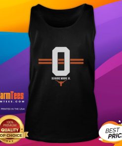 Texas Longhorns football DeAndre Moore Jr. 0 Stripe tank top showcasing team spirit and style for fans.