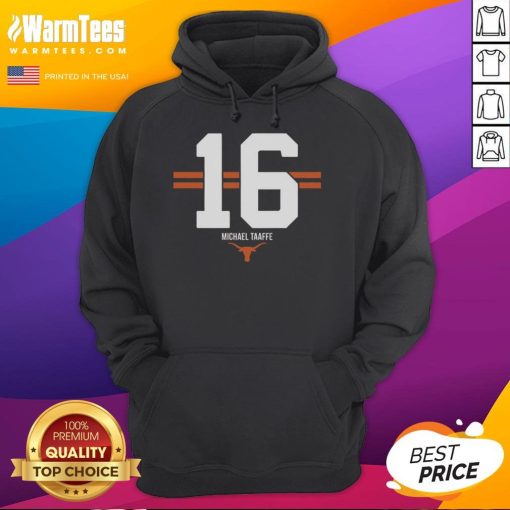 Top Texas Longhorns Football Michael Taaffe 16 Stripe Hoodie featuring vibrant colors and team logo design.