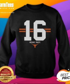 Texas Longhorns football sweatshirt by Michael Taaffe, featuring a stylish 16-stripe design in team colors.