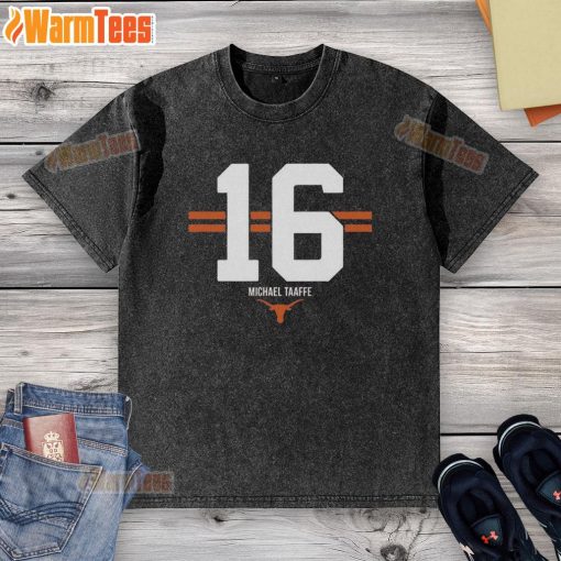Texas Longhorns football Michael Taaffe 16 stripe washed t-shirt in vibrant colors, perfect for fans and game day.