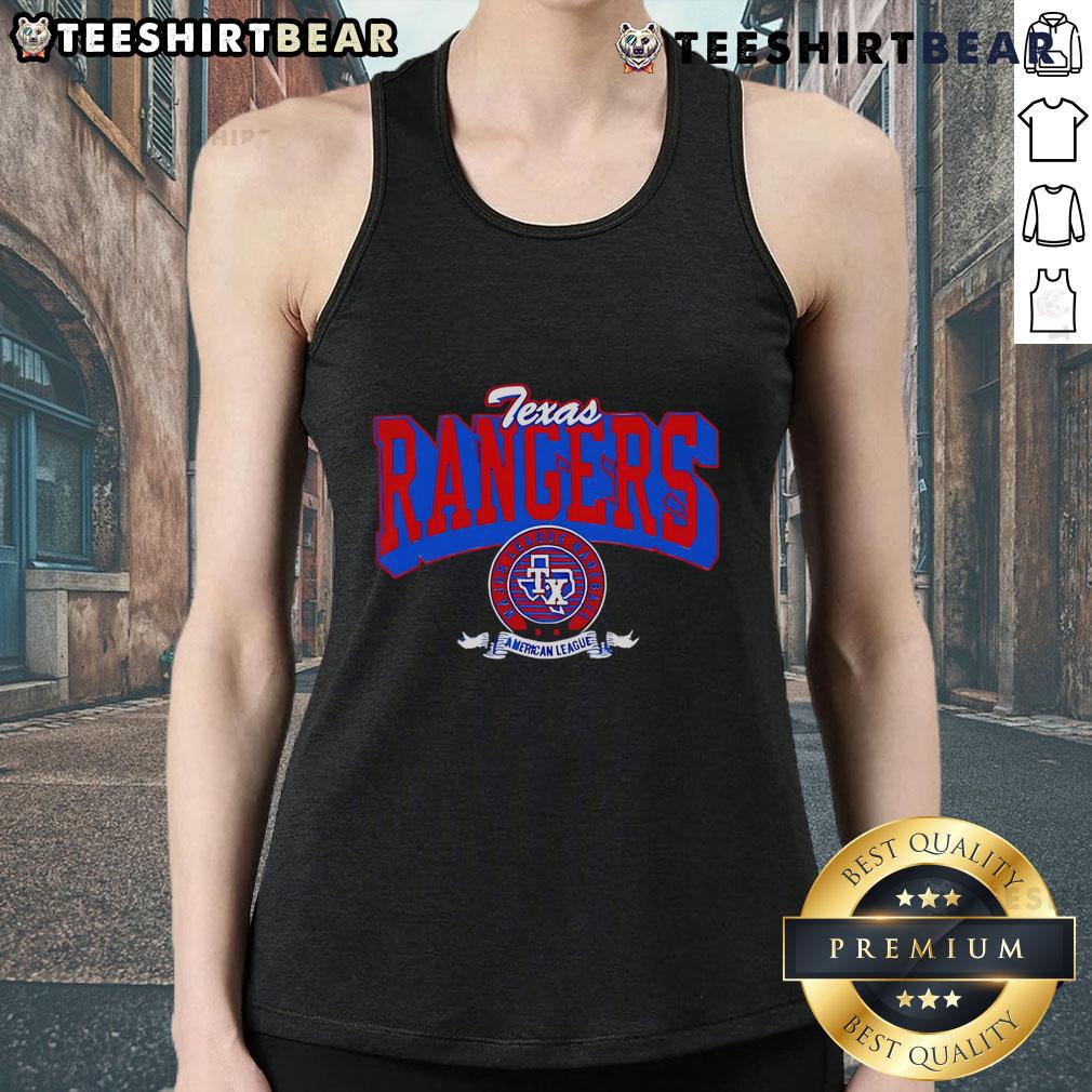 Top Texas Rangers Team Badge Tank Top Alt Text: Top Texas Rangers team badge tank top featuring vibrant colors and iconic logo for baseball fans.