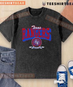 Alt Text: Top Texas Rangers team badge washed t-shirt featuring a vintage design and comfortable fit for fans.