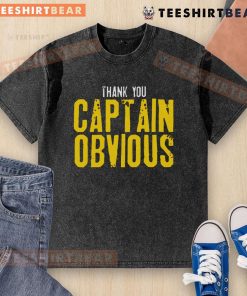 Top Thank You Captain Obvious washed t-shirt featuring a humorous graphic design, perfect for casual wear.