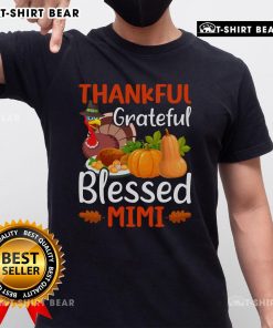 Top Thankful Grateful Blessed Mimi Thanksgiving T-Shirt featuring festive design and autumn colors for holiday celebrations.