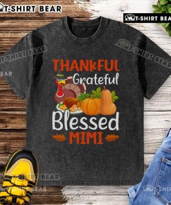 Top Thankful Grateful Blessed Mimi Thanksgiving washed T-shirt design featuring festive autumn colors and cozy fabric.