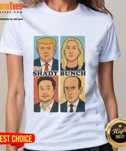 Top The Shady Bunch Donald Trump Sarcastic Comic Ladies Tee featuring a humorous graphic design of Trump.