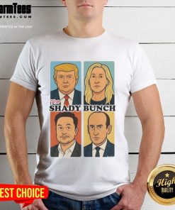 Top The Shady Bunch Donald Trump Sarcastic Comic T-Shirt featuring a humorous cartoon of Trump in a playful design.